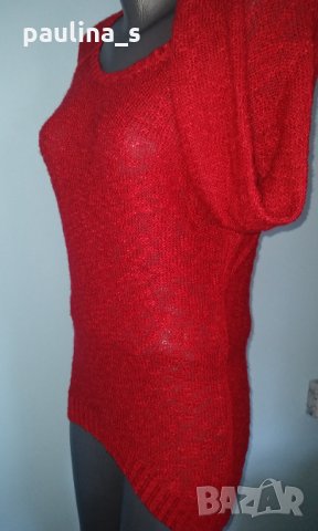 Червен пуловер тип туника с издължена задна част "charlotte russe" / голям размер / унисайз , снимка 4 - Блузи с дълъг ръкав и пуловери - 30380364