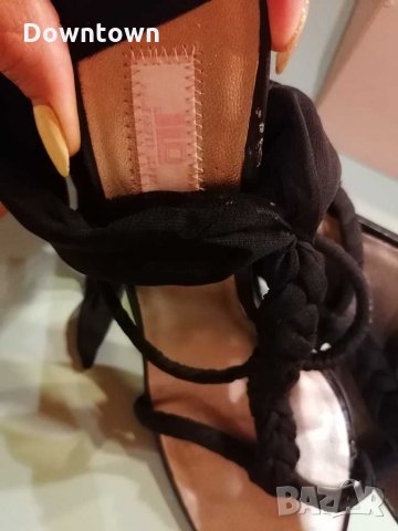 LJO by Jennifer Lopez, черни сандали с връзки и елементи от естествена кожа , снимка 4 - Дамски обувки на ток - 29711116