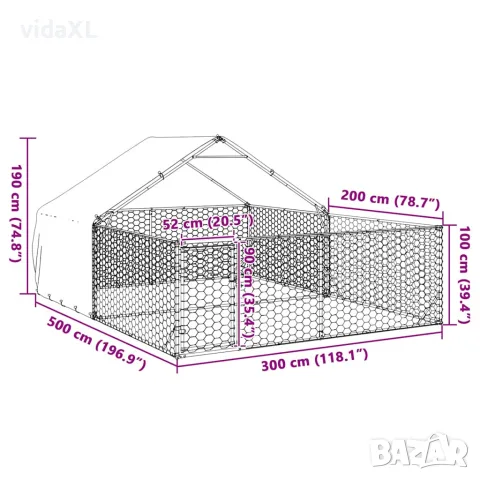 vidaXL Открита кучешка колиба с бягаща пътека 5x3x1,9 m, снимка 8 - За кучета - 56147016