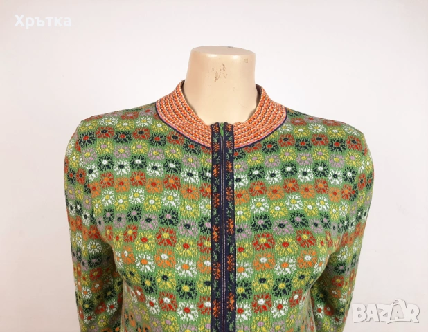 Ivko Jacquard Zip Cardigan- Оригинална дамска жилетка с цип размер 40 / L, снимка 5 - Жилетки - 53086809