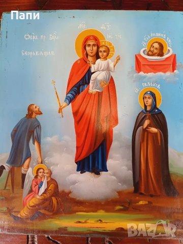 Руска икона "Богородица,радост на всички скърбящи"., снимка 2 - Антикварни и старинни предмети - 48245558