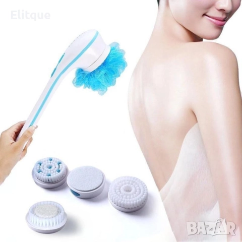 Масажираща ексфолираща врибрираща душ-четка за тяло с 5 приставки, снимка 3 - Други - 52905121