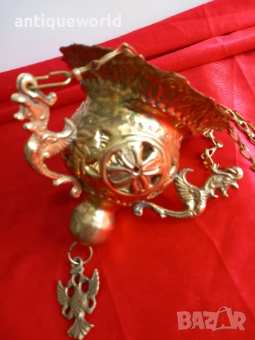 Църковно Месингово КАНДИЛО с Позлата, Двуглав Орел