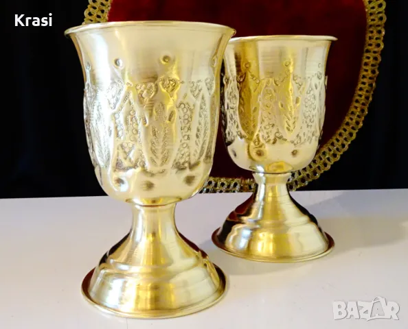 Персийски бронзов бокал за вино с двойни стени. 