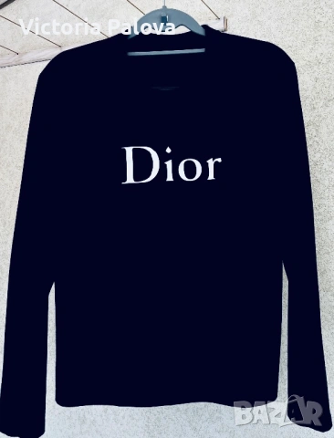Черна блуза Dior стил, плътен памук, отлична изработка, унисекс, снимка 7 - Блузи с дълъг ръкав и пуловери - 53929208