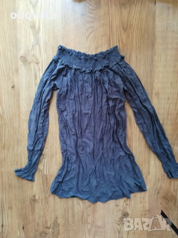Дамска сива блуза с паднали рамене, снимка 4 - Блузи с дълъг ръкав и пуловери - 29158986
