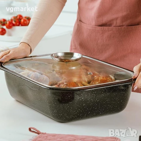 Правоъгълен гювеч с емайлово покритие 41/30см, снимка 5 - Съдове за готвене - 51124509
