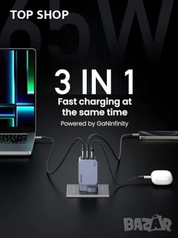 Ново UGREEN Nexode Pro 65W: Бързо 3-Портово USB C Зарядно, снимка 4 - Друга електроника - 49498201