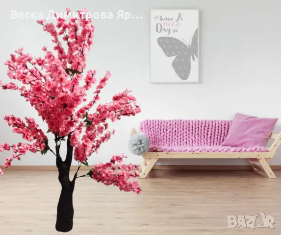 Изкуствено декоративно дърво, Цъфтяща сакура, 1.7 м, снимка 2 - Други - 49815976