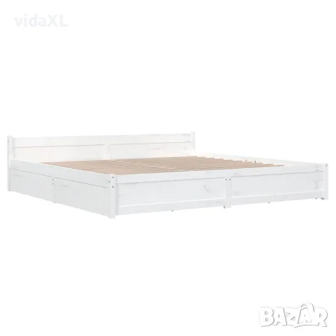 vidaXL Рамка за легло с чекмеджета, бяла, 180x200 см, Super King, снимка 4 - Спални и легла - 56146650