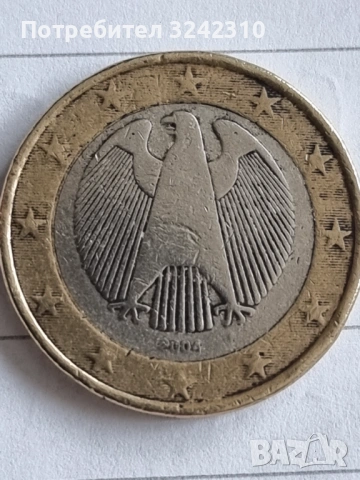Монета от 1 евро, Германия, 2004 г, снимка 4 - Нумизматика и бонистика - 54176161