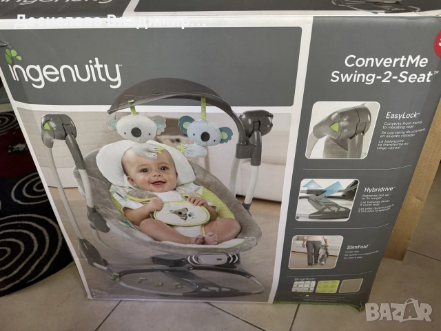 Бебешка електрическа люлка Ingenuity ConvertMe Swing-2-Seat™ – Brighton™, снимка 3 - Детски люлки - 56115716