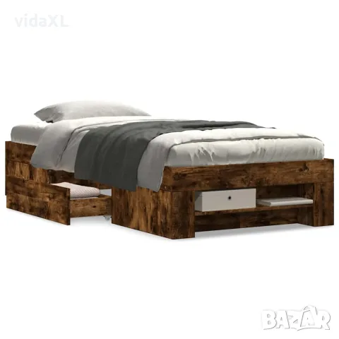 vidaXL Рамка за легло без матрак опушен дъб 90x190 см инженерно дърво, снимка 4 - Спални и легла - 56146881