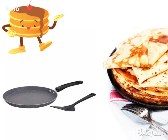 Тиган за палачинки с шпатула - Oliver Voltz OV51322H26S, 26см, Мраморно покритие, Индукция, снимка 4 - Съдове за готвене - 48439875