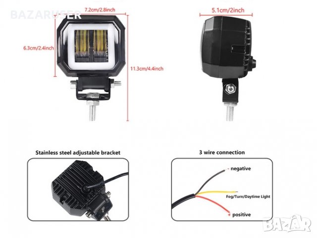 Халоген -LED 2000lm- 20W за мотор 12-80V (1бр.) -250992, снимка 2 - Аксесоари и консумативи - 30709428