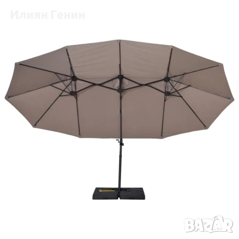 Двоен чадър Outsunny, конзолен чадър, , снимка 8 - Градински мебели, декорация  - 51602991