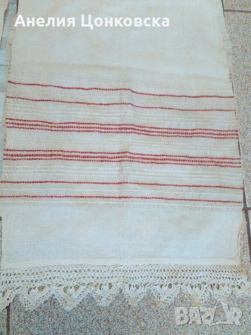 Старинна кенарена кърпа с дантела №1