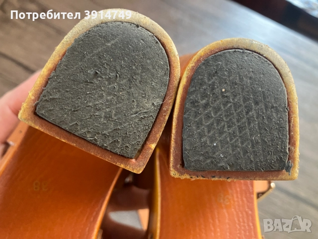 Кожени сандали, висококачествена изработка, с платформа и висок ток в чудесно състояние, 38, снимка 10 - Дамски елегантни обувки - 51729116