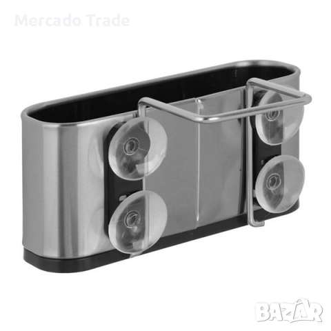 Органайзер за мивка от неръждаема стомана с вендуза Mercado Trade, Сив, снимка 3 - Органайзери - 52109025