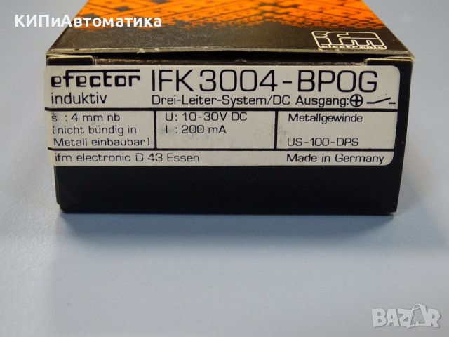 Индуктивен сензор Effector IFK 3004-BPOG inductive proximity sensor, снимка 5 - Резервни части за машини - 38280961