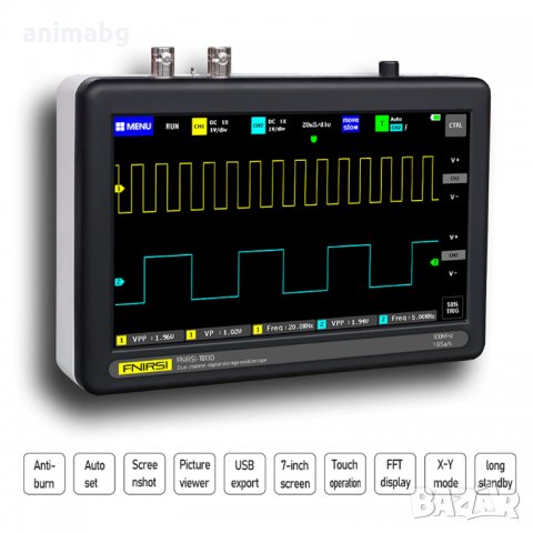 ANIMABG двуканален 2 х 100MHz портативен цифров осцилоскоп 1GSa/s, снимка 8 - Друга електроника - 34432037