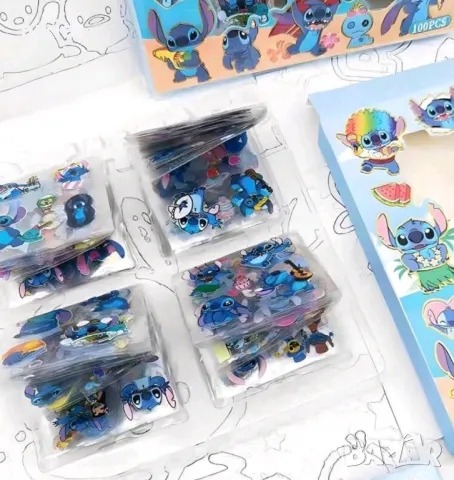 100 малки Лило Стич lilo stitch самозалепващи лепенки стикери за украса декор картонена торта парти, снимка 5 - Други - 49472108