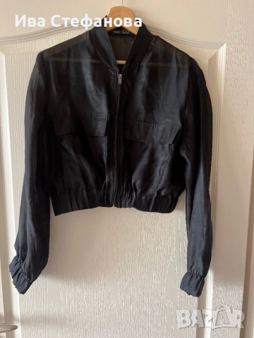 Уникално ново  черно ежедневно елегантно тънко яке с прозрачни ръкави OYSHO Oysho 