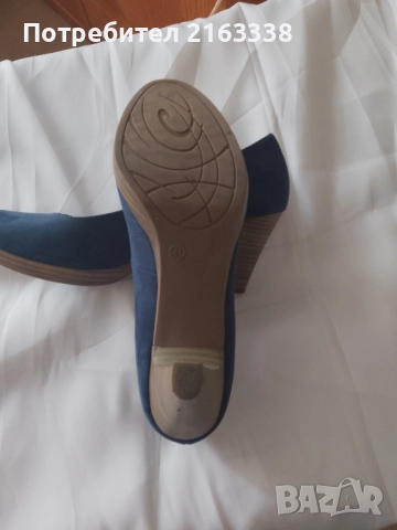 Сини обувки на MARCO TOZZI , велур,, снимка 6 - Дамски обувки на ток - 52029882