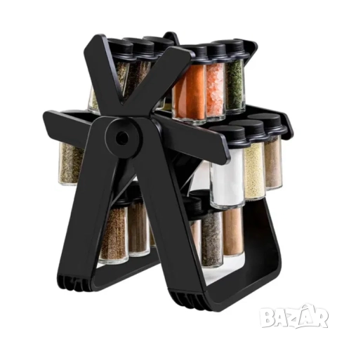 Органайзер за подправки, Въртящ се, Стъклени бурканчета, 18 части, снимка 5 - Аксесоари за кухня - 52198026