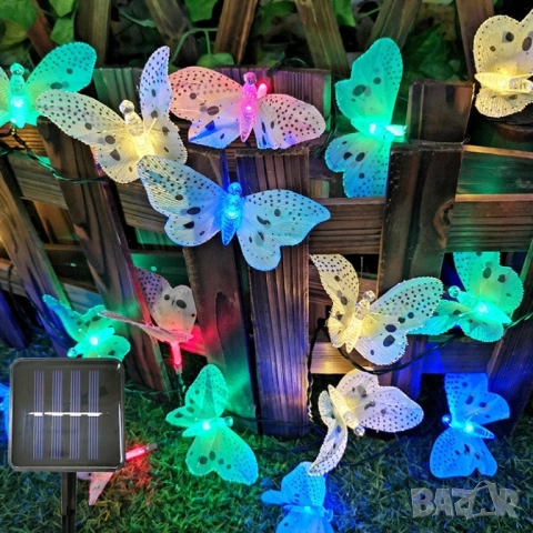 Верига от LED лампички за градината с пеперуди, 12 лампи, снимка 2 - Други - 52567655