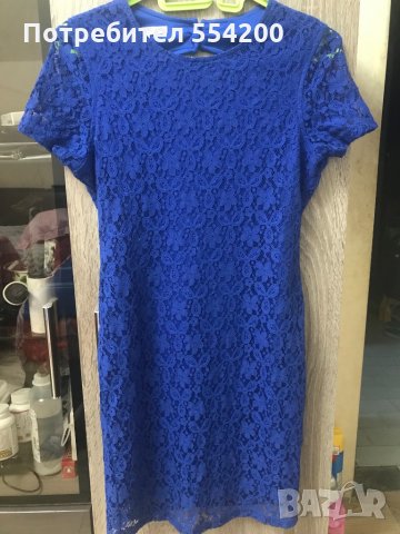 Синя, дантелена рокля-размер S
