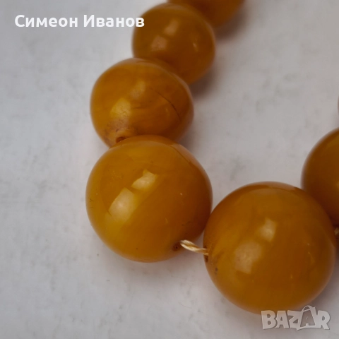 Стар гердан колие бакелит фатуран кехлибарен цвят  #6178, снимка 8 - Антикварни и старинни предмети - 51531504