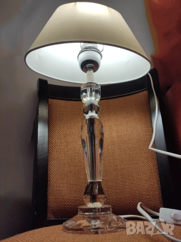 ПРОМО! Немски Настолни нощни кристална лампа с абажур от текстил и керамична със стъкло, снимка 7 - Настолни лампи - 53594089