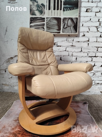 Кожено релакс кресло  La-Z-Boy, снимка 3 - Дивани и мека мебел - 51946522