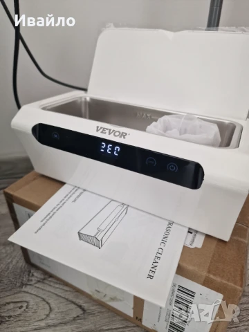 Ултразвукова вана Vevor, Вместимост 500 ml, Мощност 35 W, Touch screen панел, 45 kHZ, 4 режима