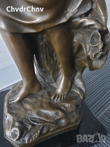 68см-17кг Moreau статуетка/френска бронзова скулптура/голяма фигура на жена с цветя, снимка 13 - Статуетки - 52570330