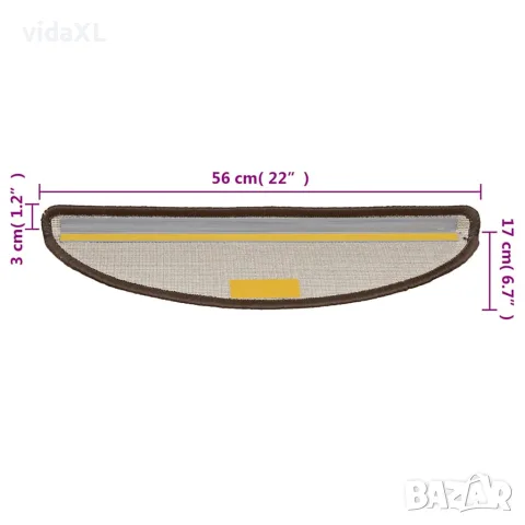 vidaXL Изтривалки за стълби, 15 бр., 56x17x3 см, кафяви, полукръгли, снимка 8 - Изтривалки - 56146063