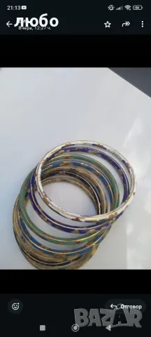 Комплект от 7 Винтидж Флорални Гривни Cloissone цветни Емайлирани Флорални 1940 Китай , снимка 14 - Гривни - 47668195