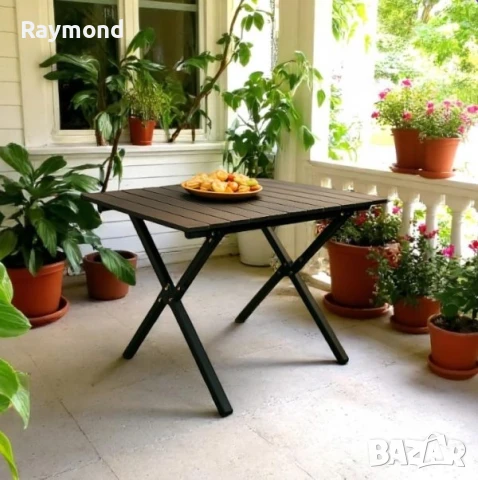 Сгъваема къмпинг маса 60×60 см с чанта – метал + PVC плот, снимка 5 - Градински мебели, декорация  - 51188375