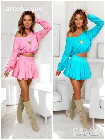 Дамски моден комплект от две части с пола-къси панталони Tulip, 2цвята 