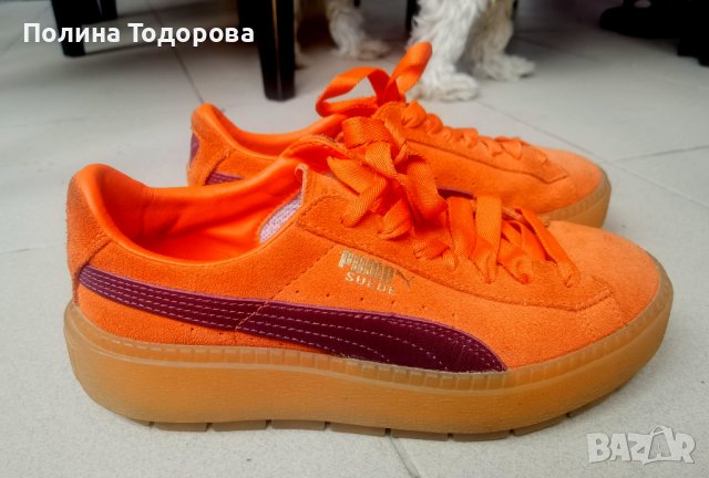 Страхотни оранжеви кецове ПУМА на платформа, размер 36, снимка 1 - Кецове - 38732838