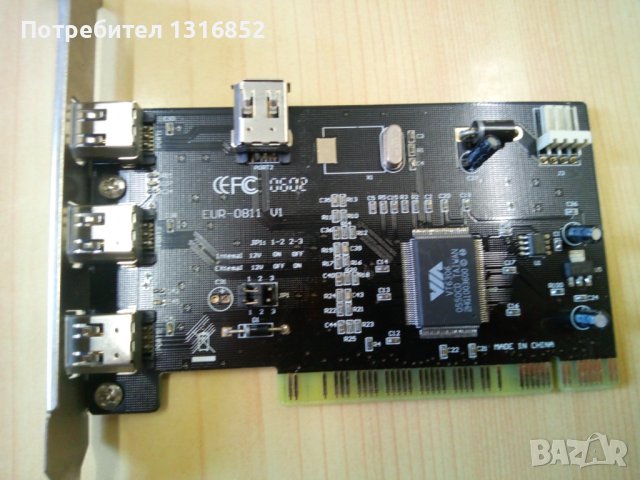 PCI-E card to Firewire 1394a (3+1) ports, снимка 2 - Други - 40329998