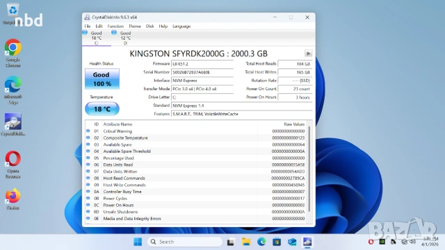 SSD Kingston Fury Renegade M.2-2280 PCIe 4.0 NVMe 2000GB, Heatsink, снимка 4 - Твърди дискове - 54056251