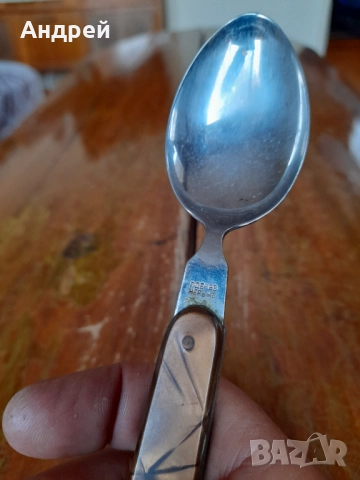 Стара сгъваема лъжижа П.Денев, снимка 4 - Други ценни предмети - 51881462