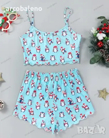 Коледна дамска ежедневна пижама от две части, 5цвята , снимка 3 - Пижами - 47557019