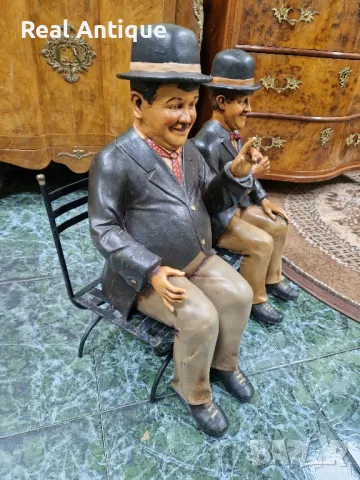 Страхотна антикварна колекционерска фигура статуетка Лоръл и Харди , снимка 6 - Статуетки - 49116884