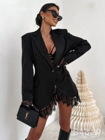 Дамско сако с камъни и дантела - три цвята - 72 лв.