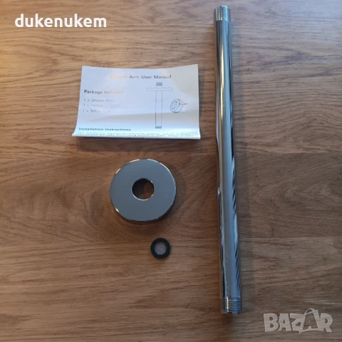 Таванно рамо за душ 30 см – кръгло, Brushed покритие, снимка 4 - Други стоки за дома - 53121366