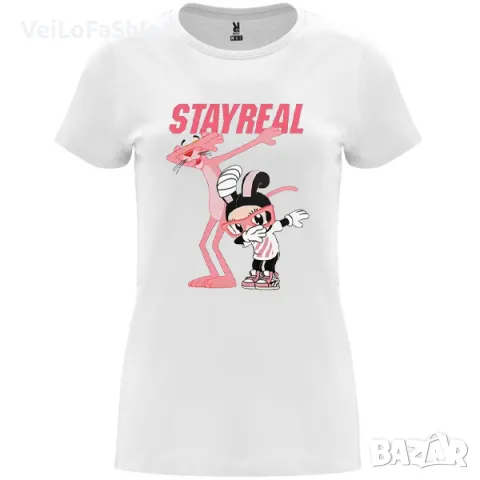 Нова дамска тениска с Пинко Розовата Пантера в бял цвят, снимка 2 - Тениски - 48876738