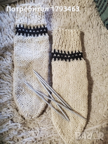 Ръчно плетени мъжки чорапи от вълна, размер 41, снимка 6 - Мъжки чорапи - 49606749